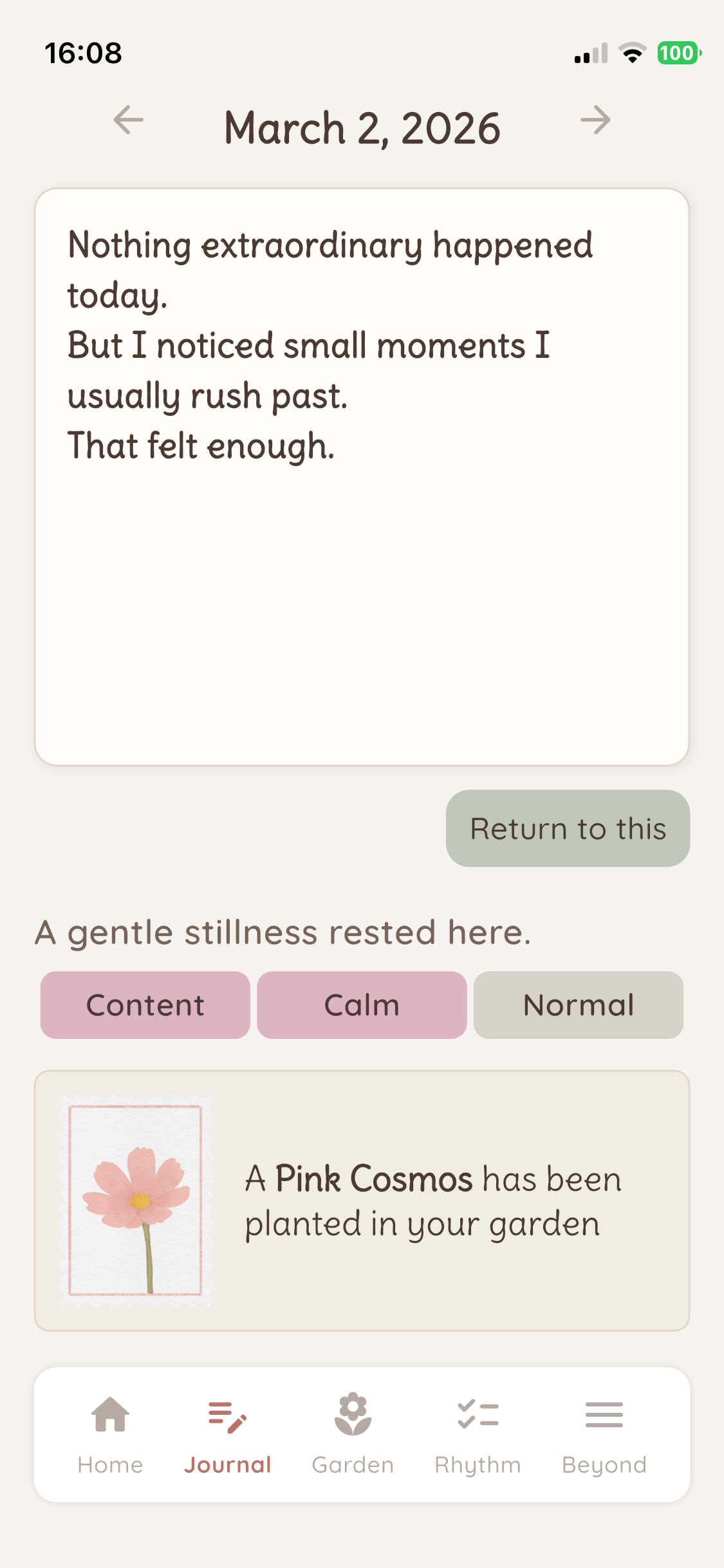 Within - Journal screen